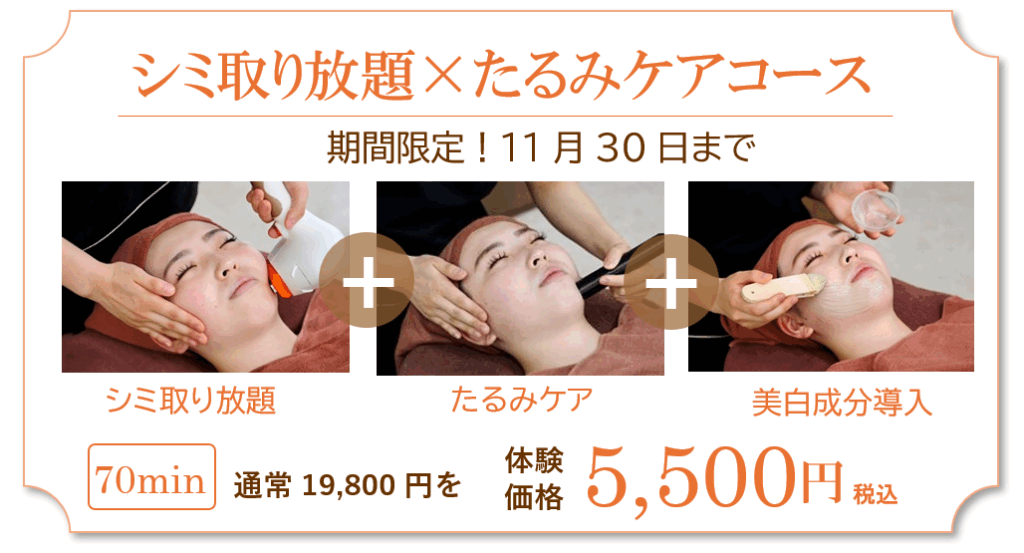 シミ取り放題×たるみケアキャンペーンの料金