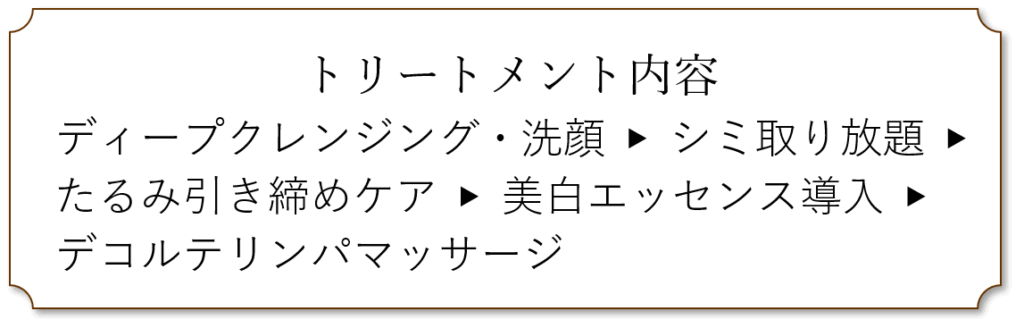 埼玉・千葉のシミ取り放題×たるみケアコースのメニュー
